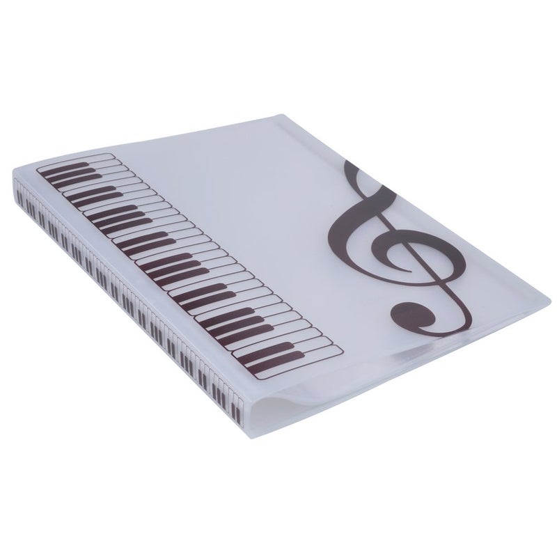 PUNK Music Sheet File Paper Storage Folder Documents Holder Blank Sheet Files Plastic A4 Size 40 Pockets (G Clef-White) - Image 1